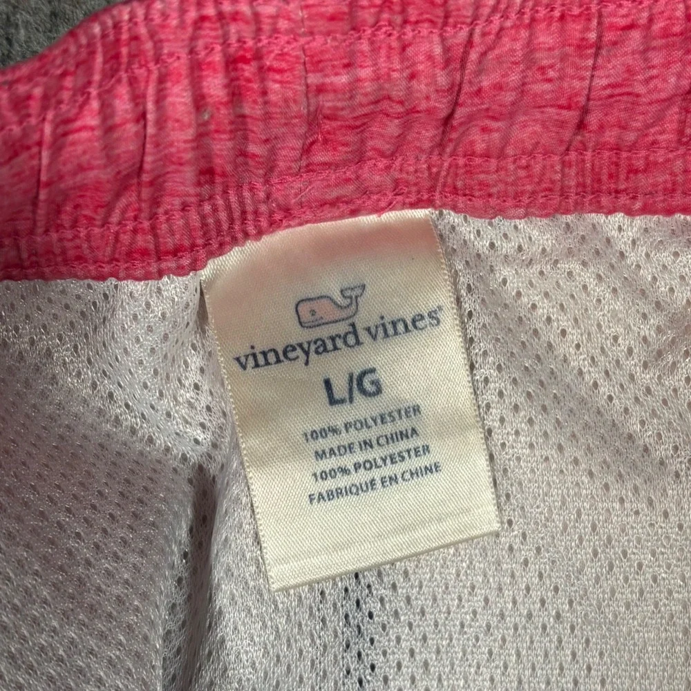 Vineyard Vines Swim Trunks Mens L Pink Blue Colorblock Preppy Lined Bathing Suit